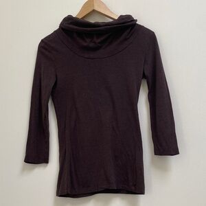 Jacob Dark Brown Cowl Neck Sweater, Quarter Sleeve